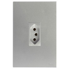 Conjunto Tomada 20a Vertical 4x2 - RECTA PRATA SATIN FOSCO